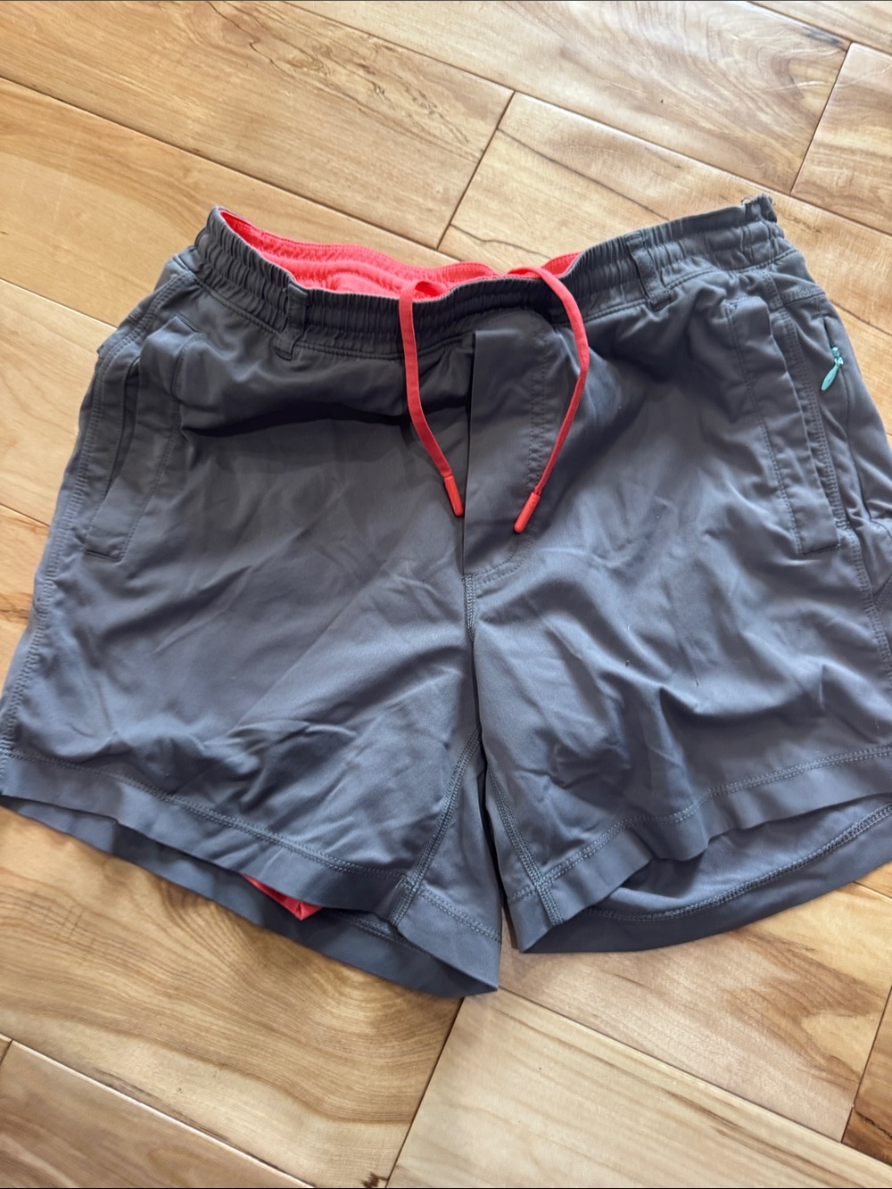 Bird dog Men's Gray Athletic Shorts with Coral Drawstring